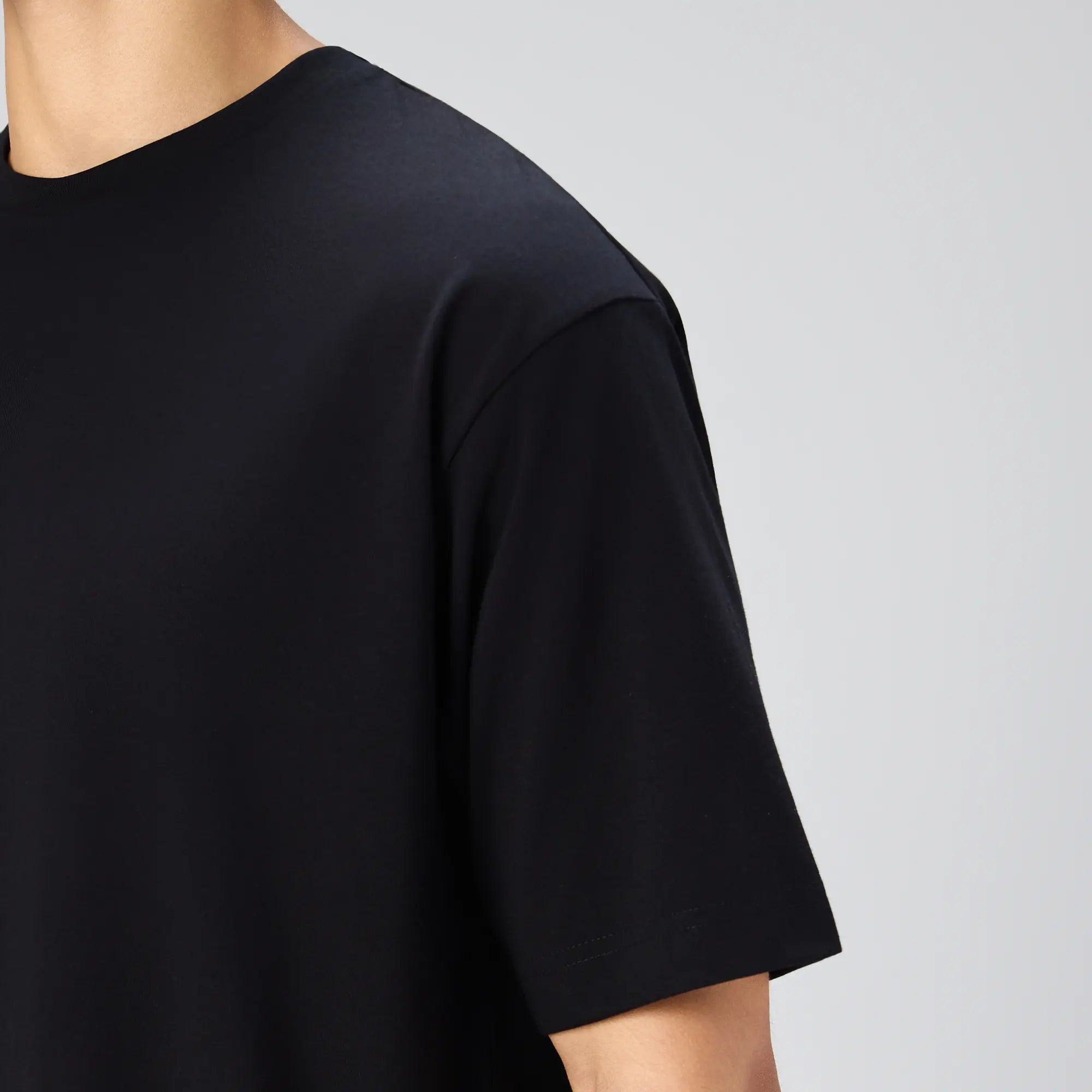 Boxy Oversized Crewneck T-shirt - Pitch Black