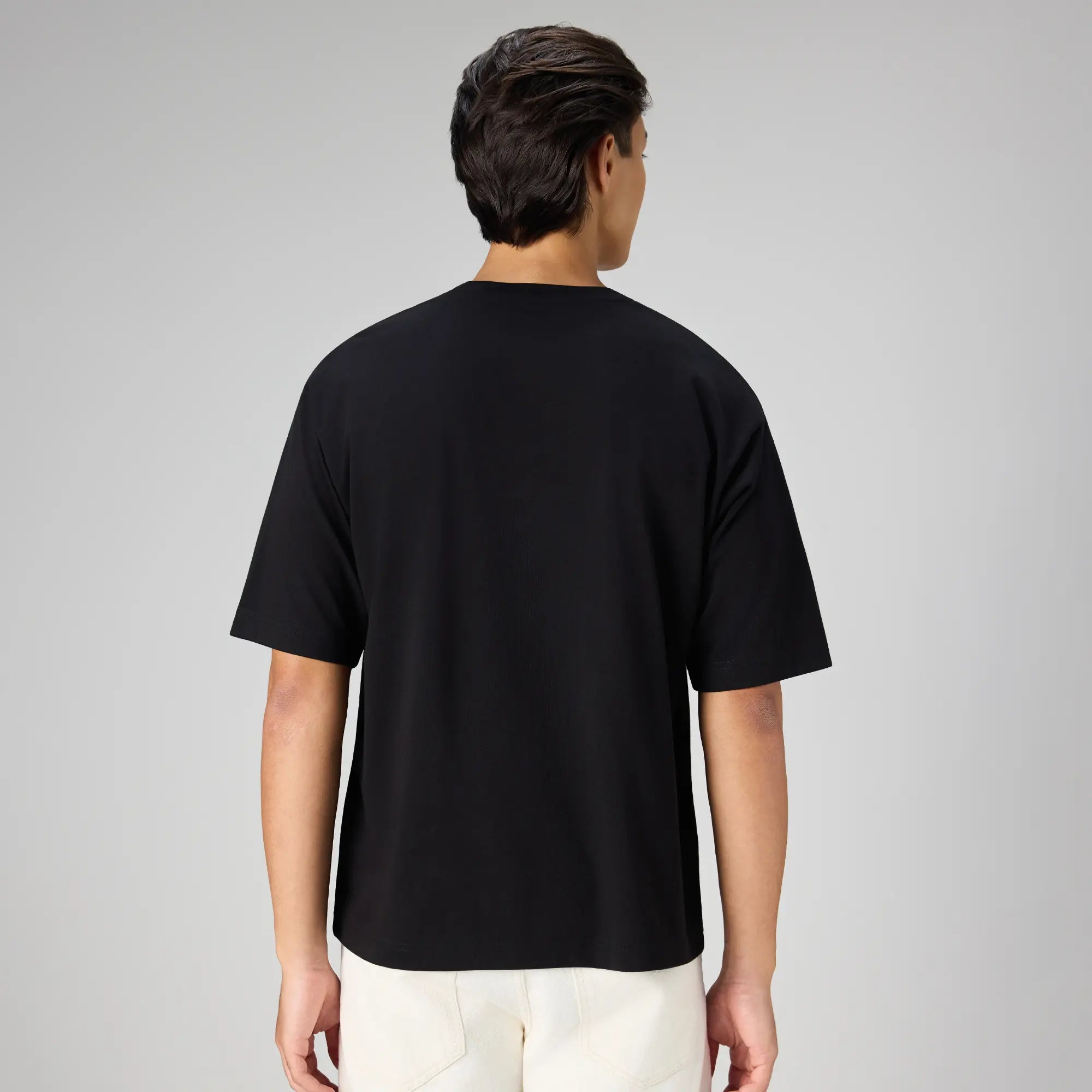 Boxy Oversized Crewneck T-shirt - Pitch Black