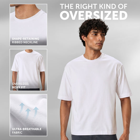 Boxy Oversized Crewneck T-shirt - Polar White