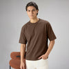 Boxy Oversized Crewneck T-shirt - Espresso Brown