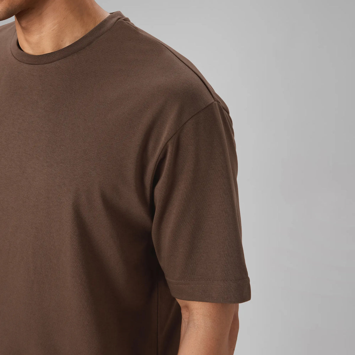 Boxy Oversized Crewneck T-shirt - Espresso Brown