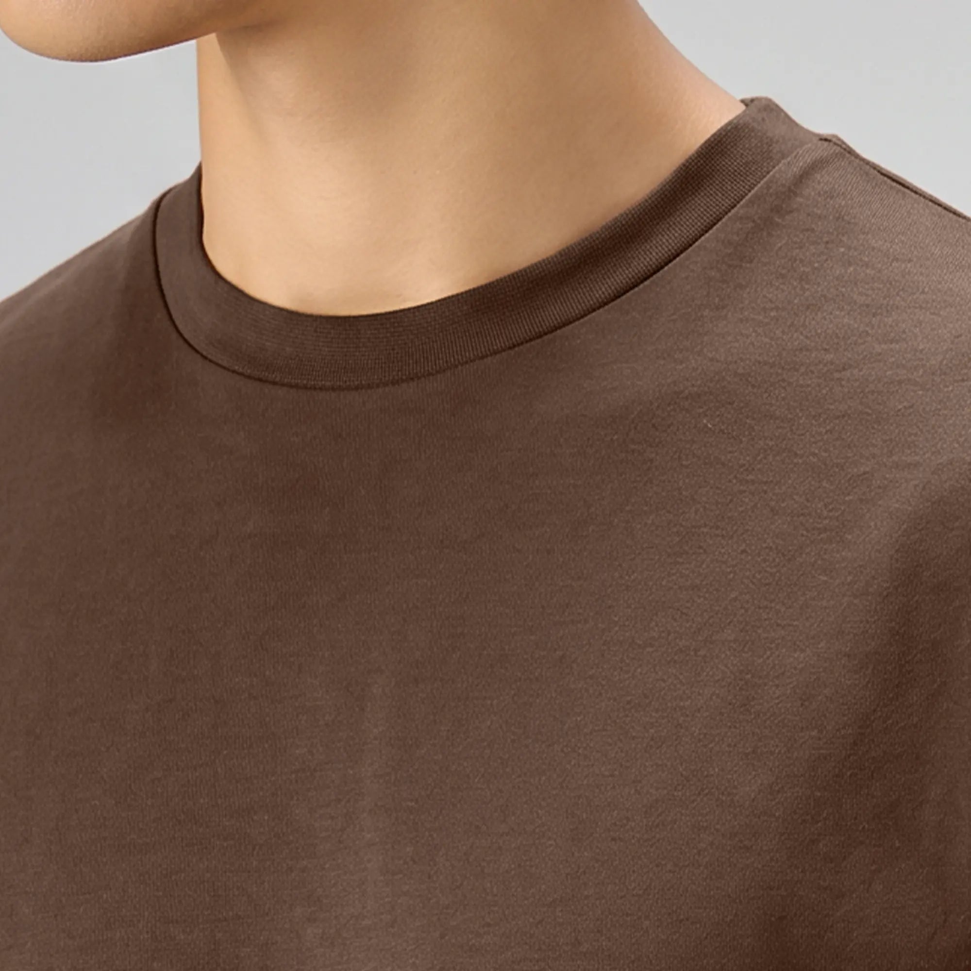 Boxy Oversized Crewneck T-shirt - Espresso Brown