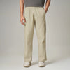 Textured Wide-Straight Fit Cargo Pants - Creamy Tan