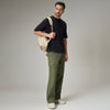 Textured Wide-Straight Fit Cargo Pants - Olive Green