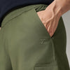 Textured Wide-Straight Fit Cargo Pants - Olive Green