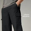 Textured Wide-Straight Fit Cargo Pants - Onyx Black