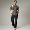 Textured Wide-Straight Fit Cargo Pants - Onyx Black