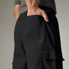 Textured Wide-Straight Fit Cargo Pants - Onyx Black
