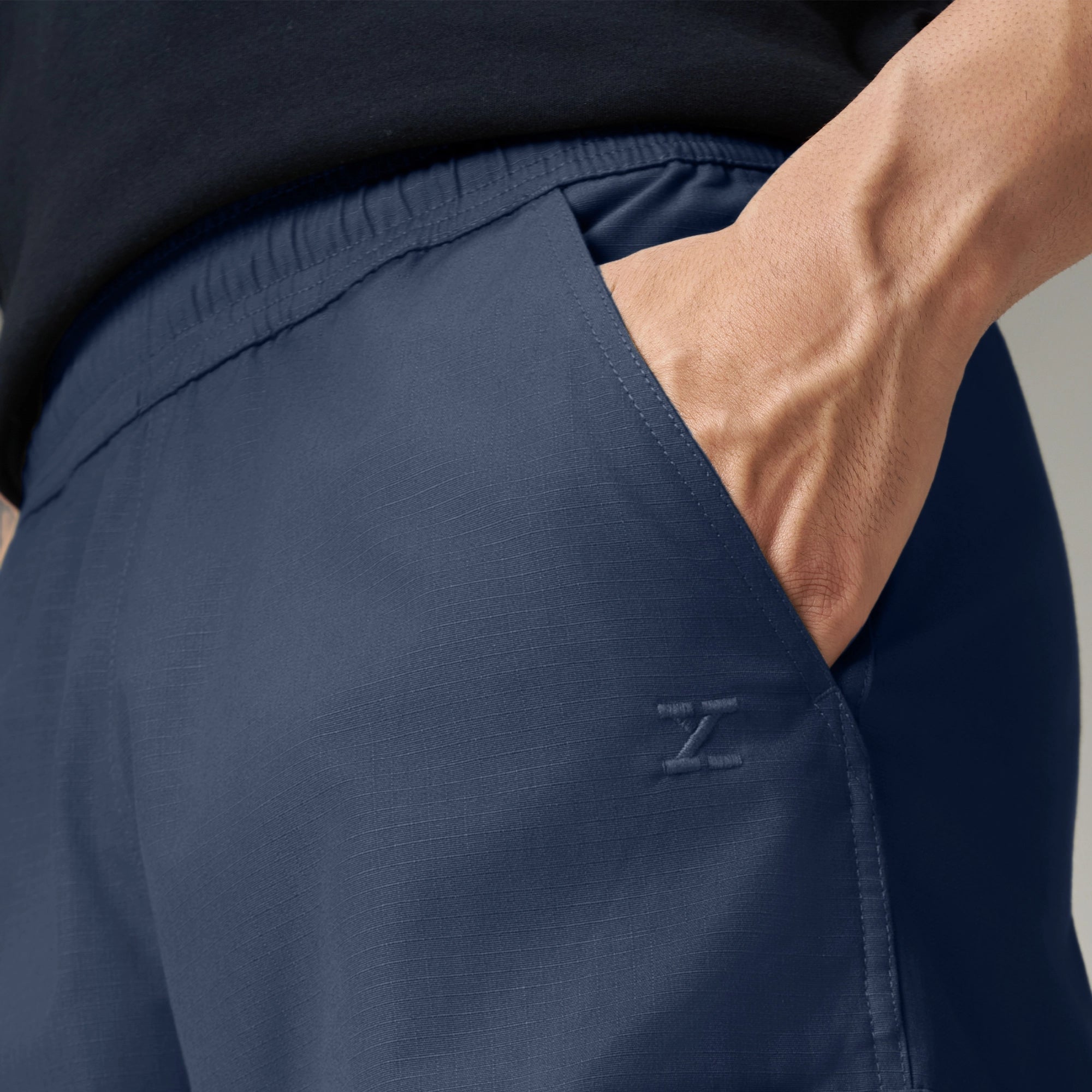 Textured Wide-Straight Fit Cargo Pants - Midnight Blue
