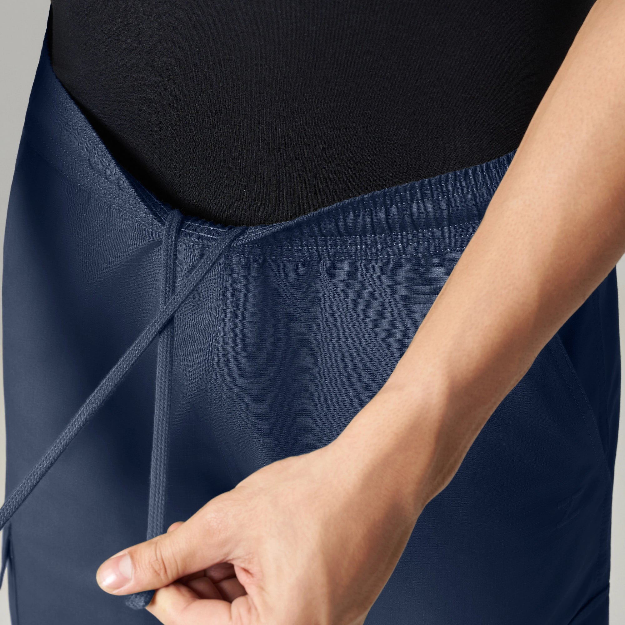 Textured Wide-Straight Fit Cargo Pants - Midnight Blue