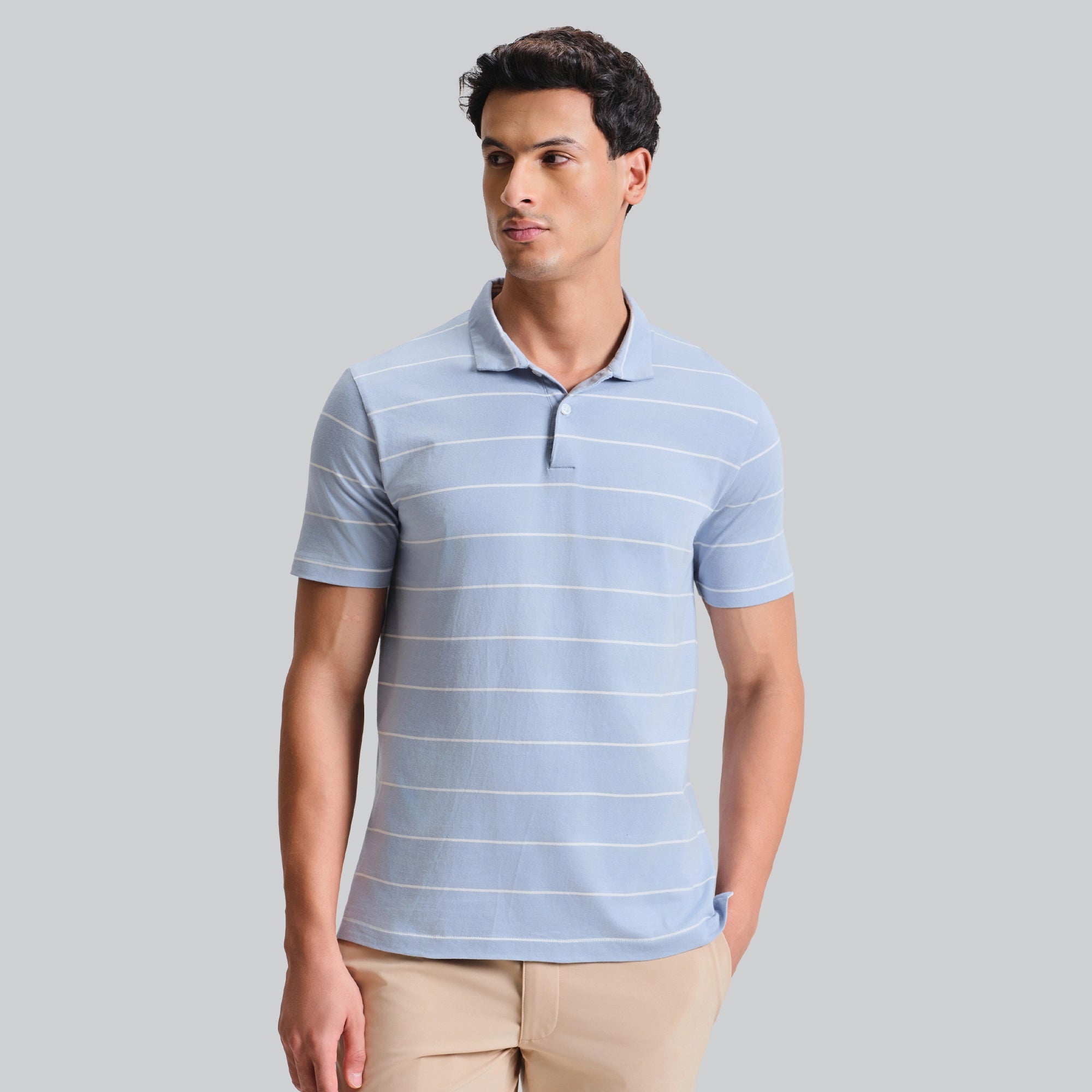 Linea Cotton Polo T-shirt - Sky Blue