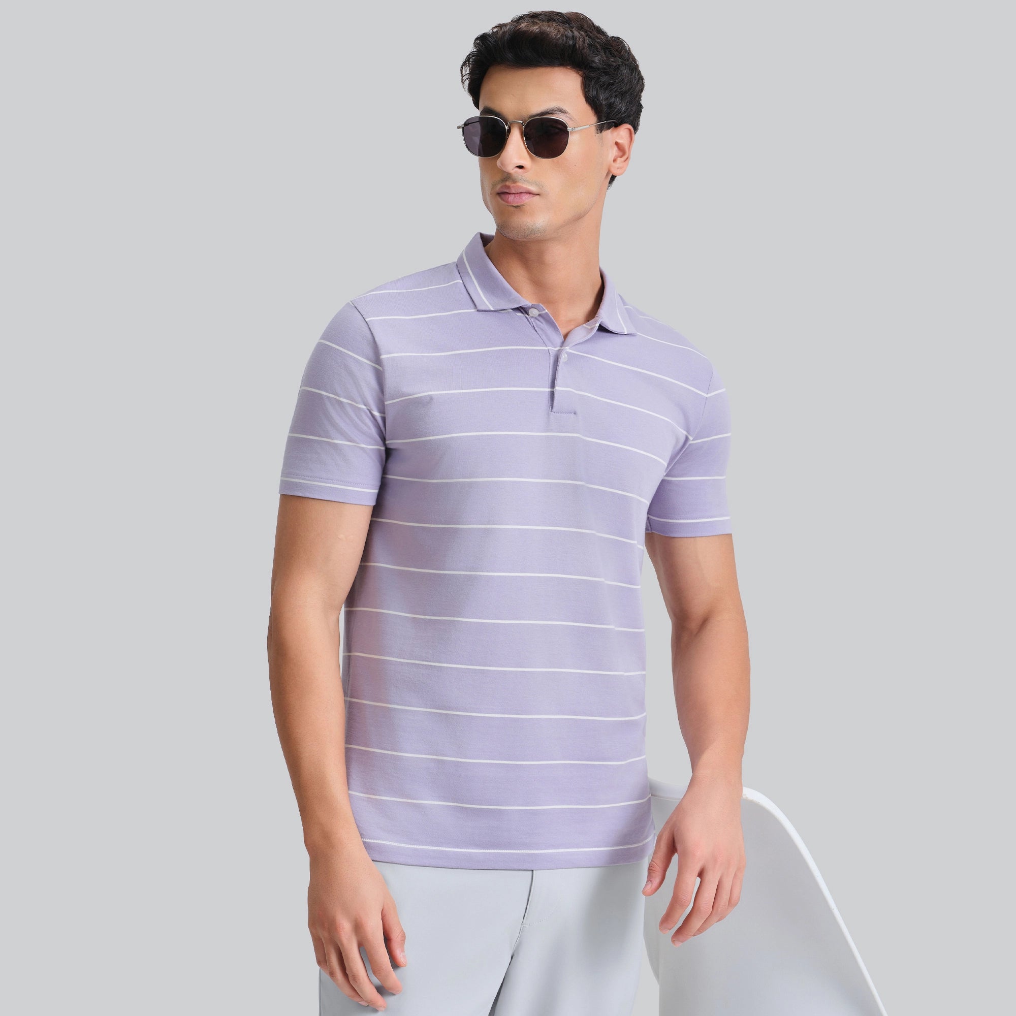 Linea Cotton Polo T-shirt - Misty Lilac