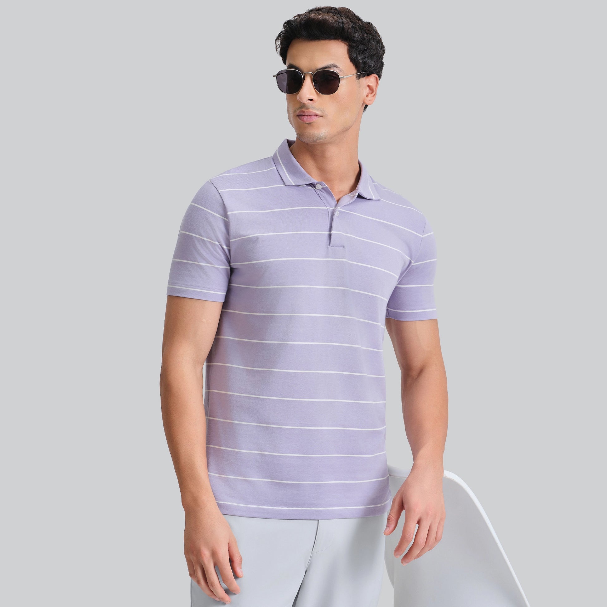 Linea Cotton Polo T-shirt - Misty Lilac