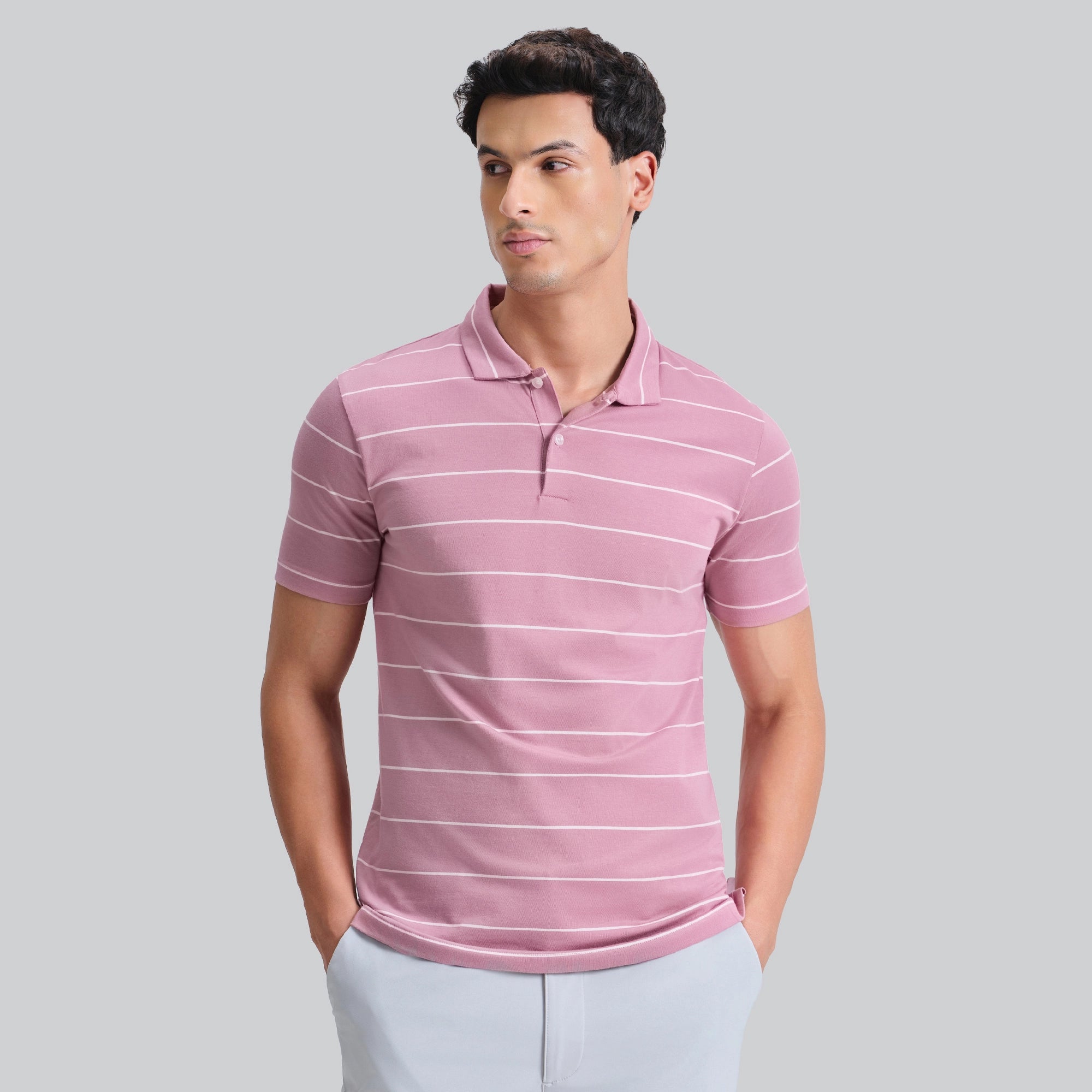 Linea Cotton Polo T-shirt - Dusty Pink
