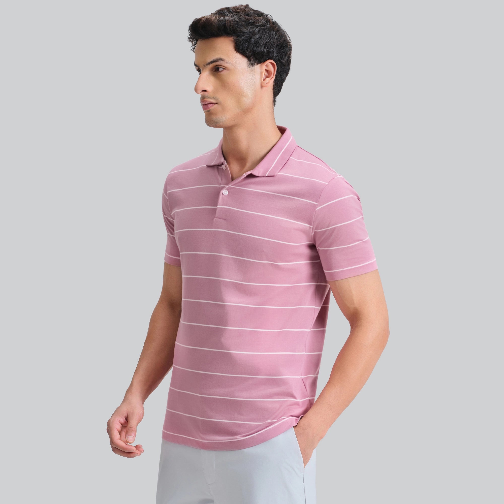 Linea Cotton Polo T-shirt - Dusty Pink