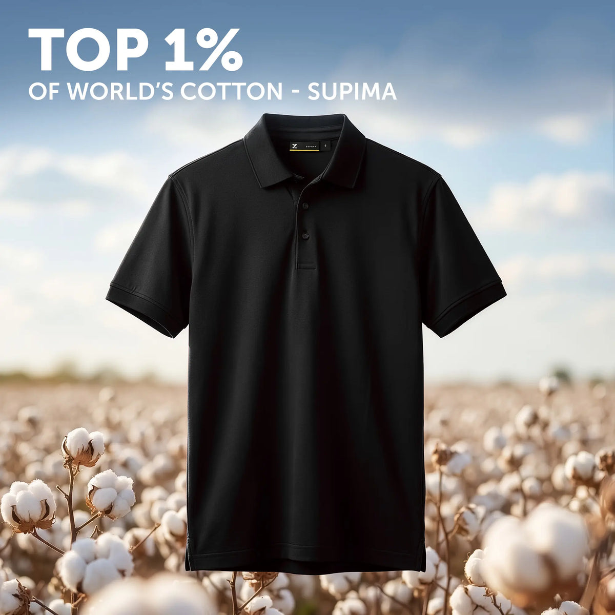 Supima Cotton Slim Fit Polo - Black Knight