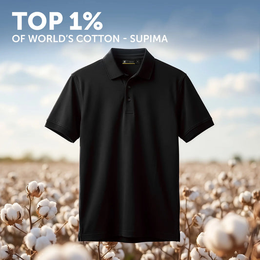 Supima Cotton Slim Fit Polo - Black Knight