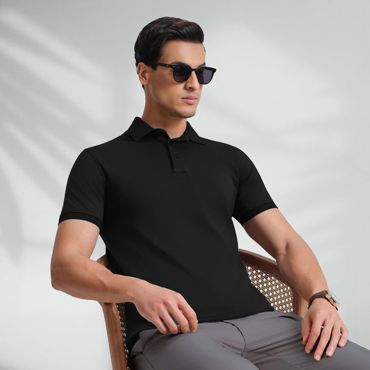 Supima Cotton Slim Fit Polo - Black Knight