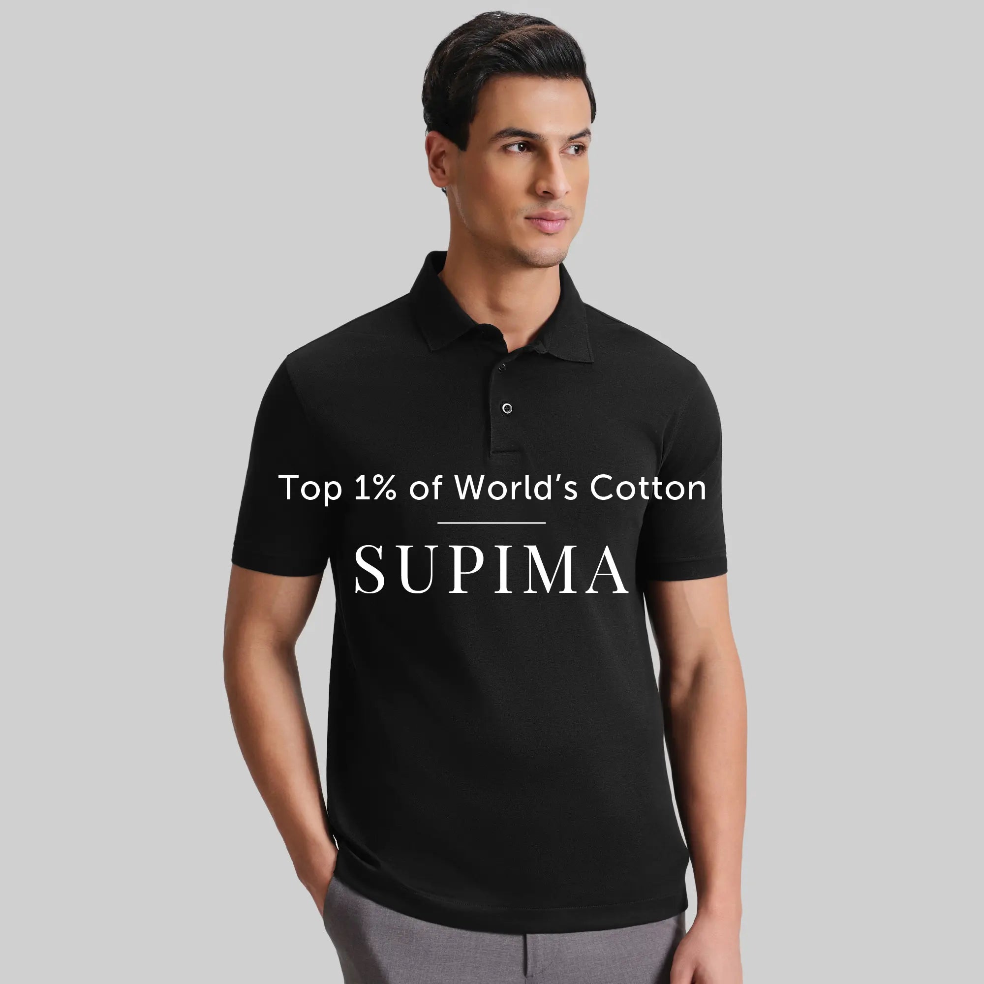 Supima Cotton Slim Fit Polo - Black Knight