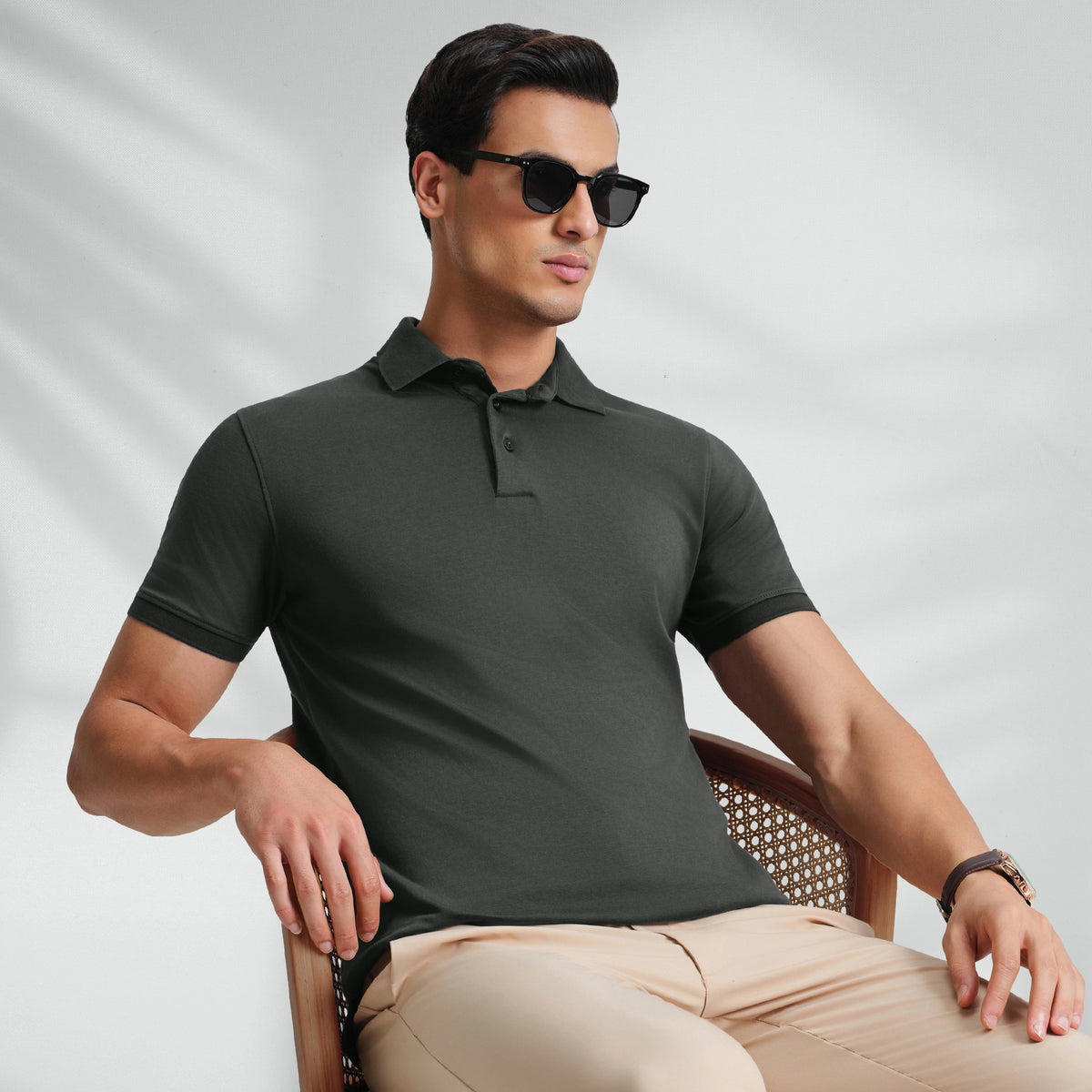 Supima Cotton Slim Fit Polo - Storm Grey