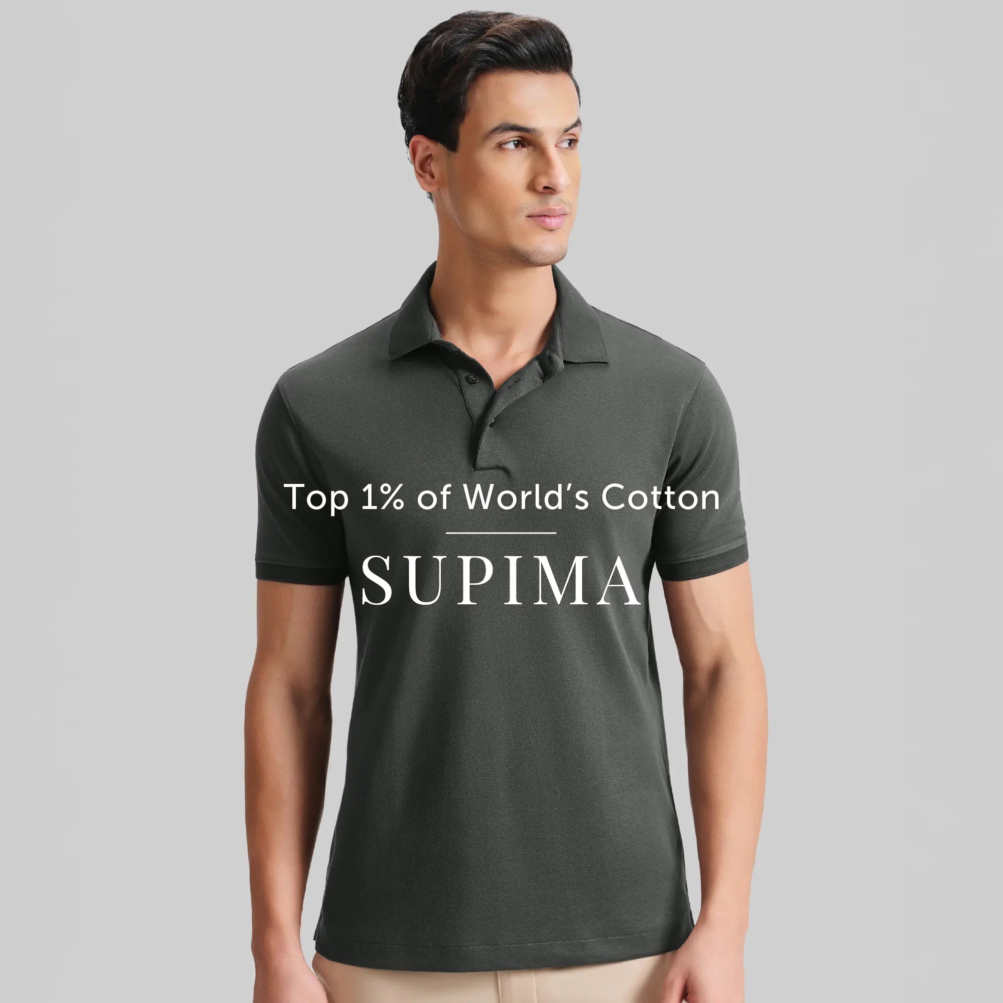 Supima Cotton Slim Fit Polo - Storm Grey