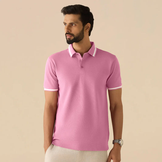 Pique Polo T-shirt - Vintage Pink