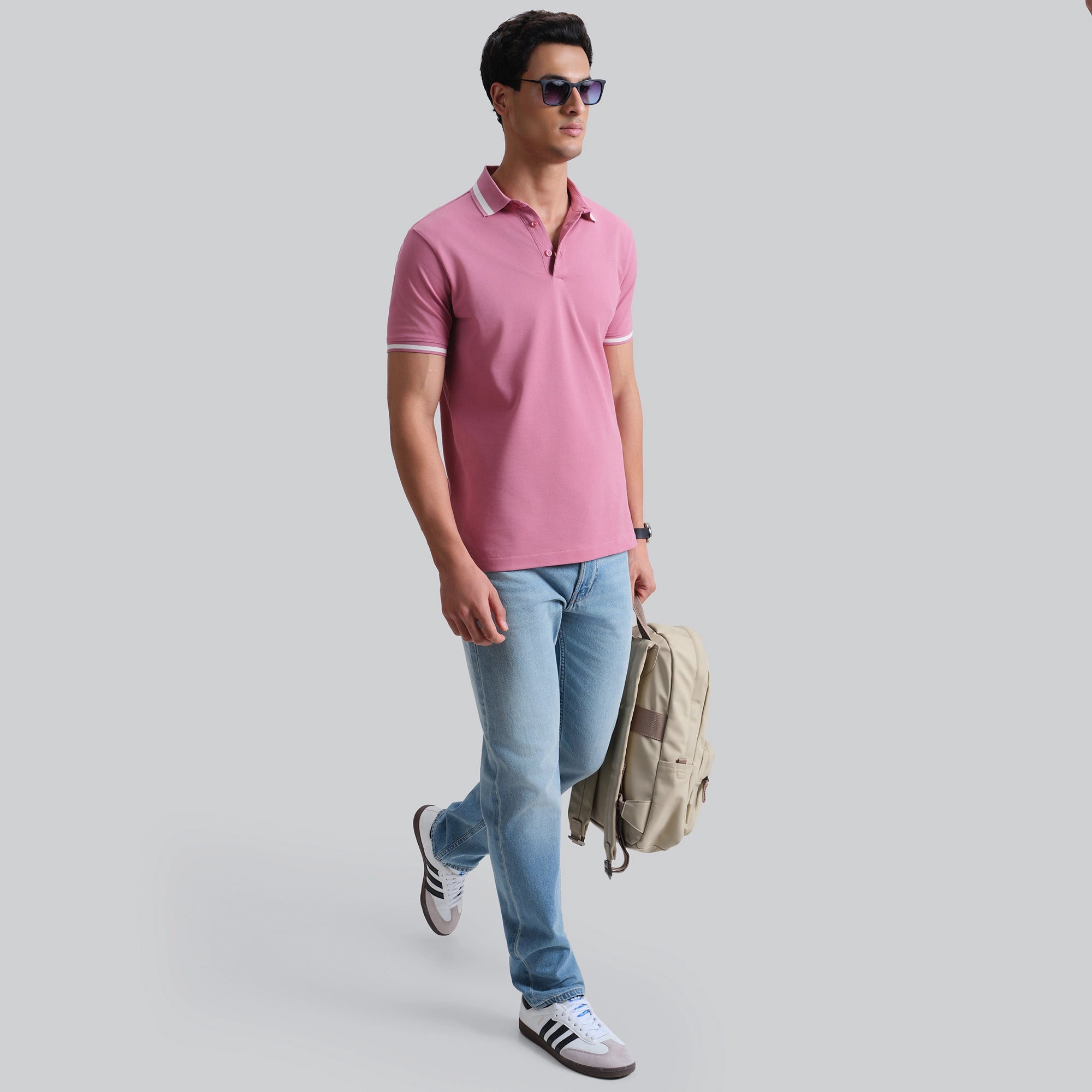 Pique Polo T-shirt - Vintage Pink