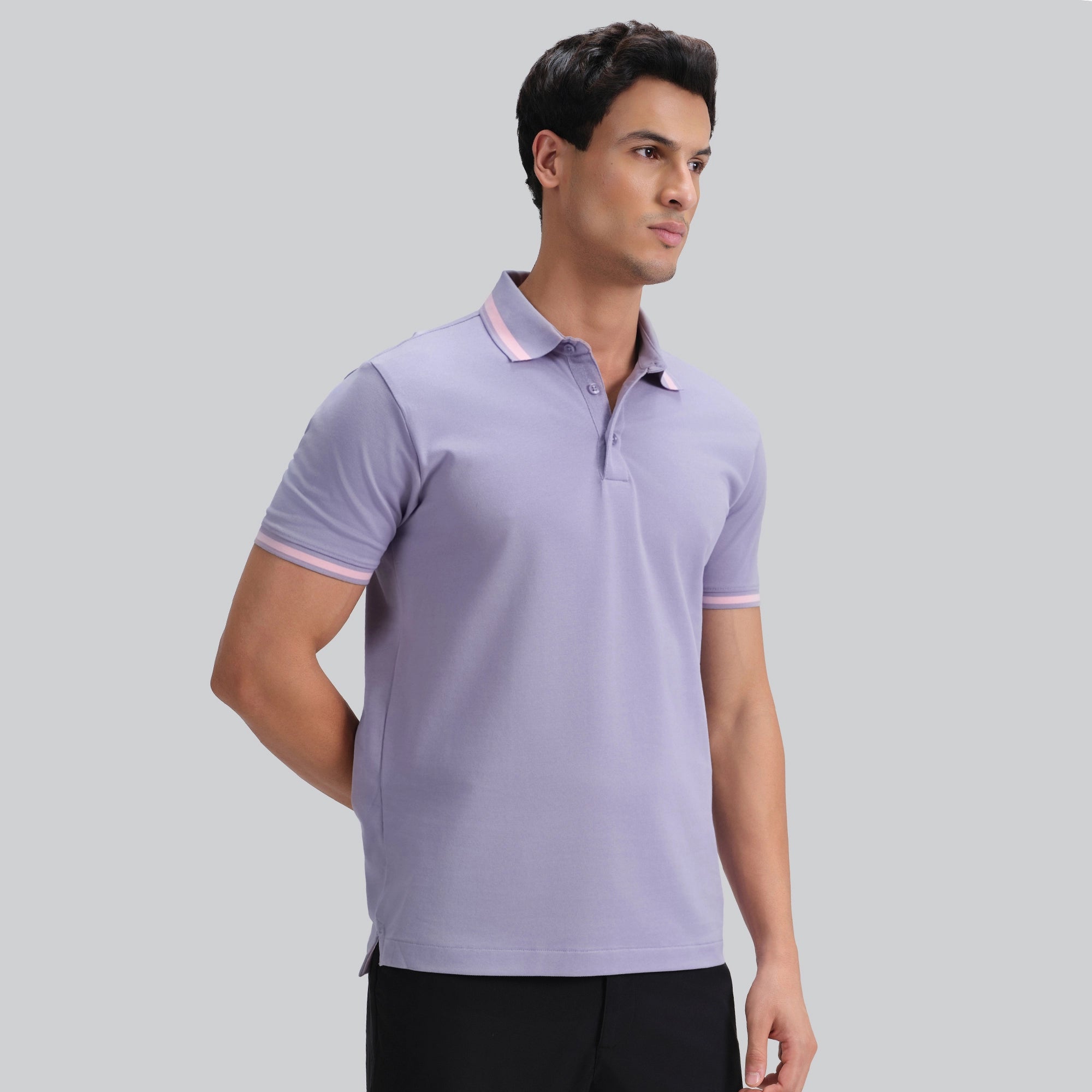Pique Polo T-shirt - Purple Mist_side
