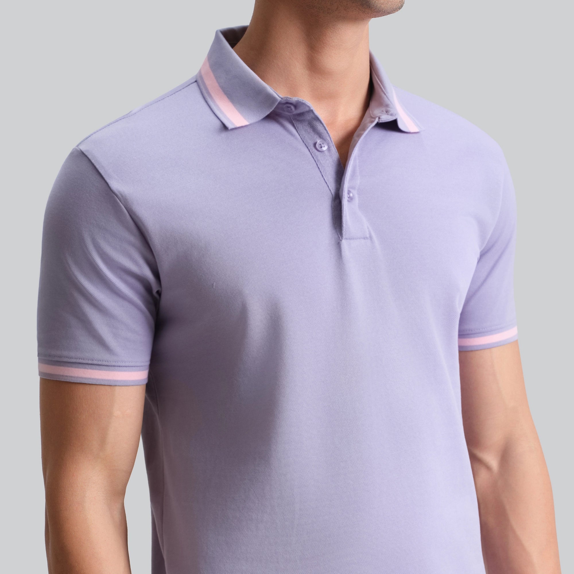 Pique Polo T-shirt - Purple Mist_zoom
