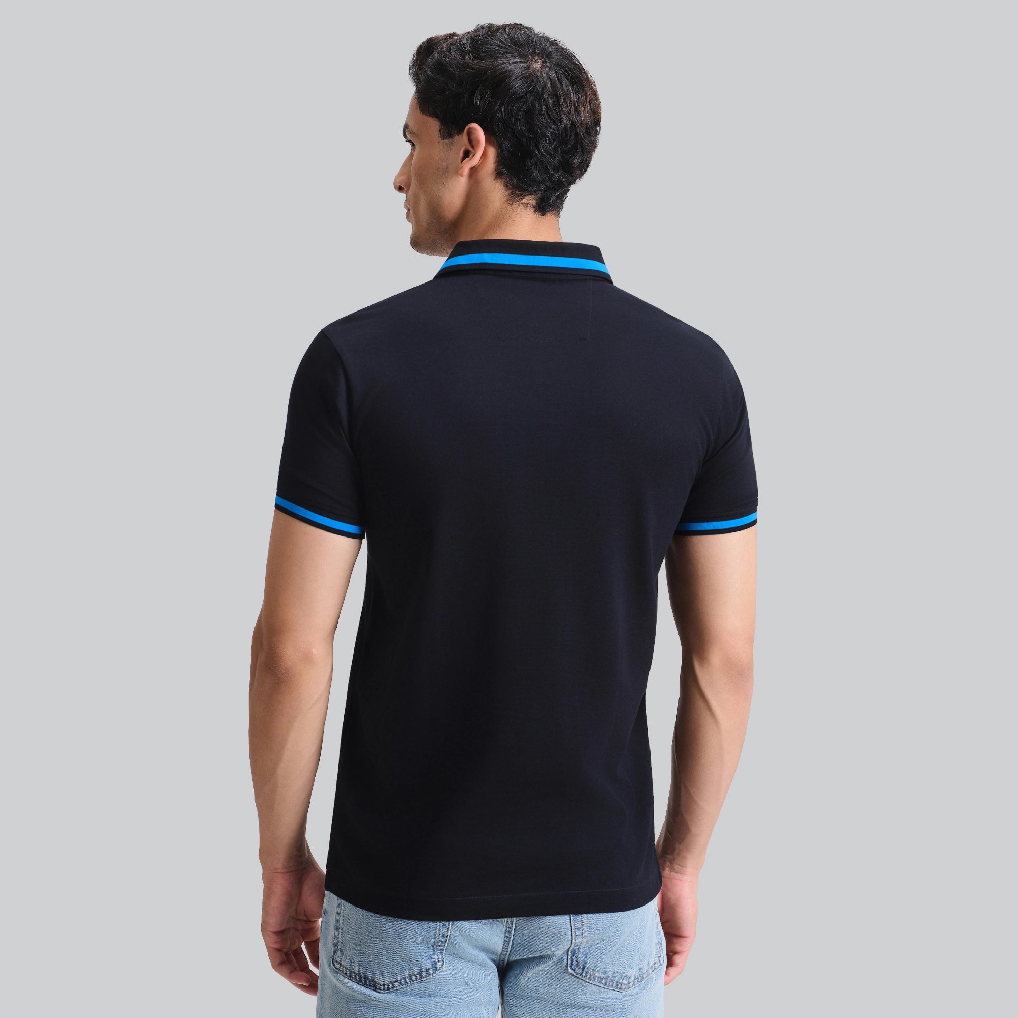 Pique Polo T-shirt - Black Knight_back