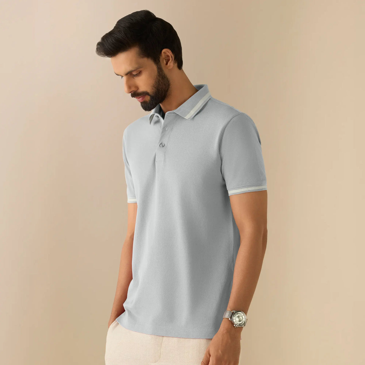 Pique Polo T-shirt - Grey Mist
