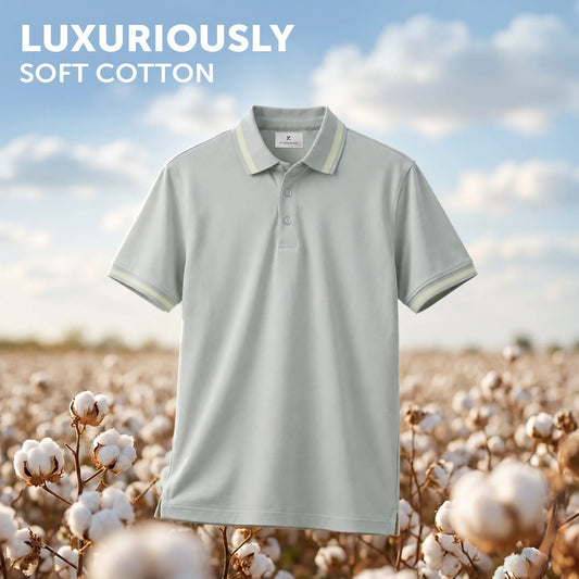 Pique Polo T-shirt - Grey Mist