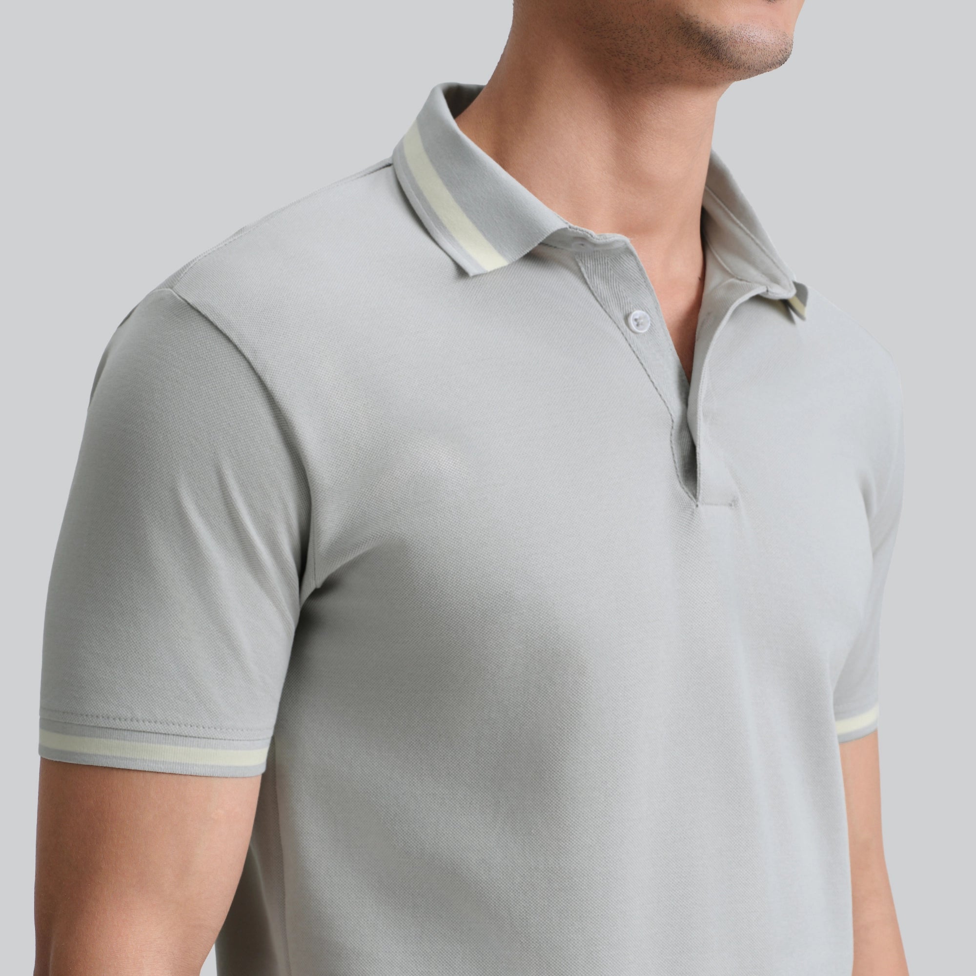 Pique Polo T-shirt - Grey Mist_zoom