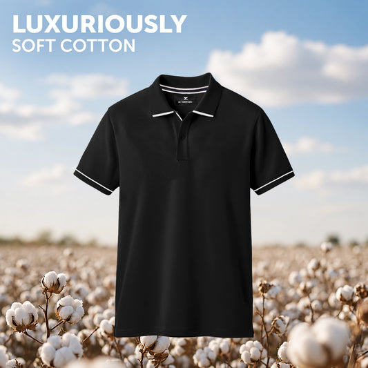Pique Polo T-shirt - Pitch Black