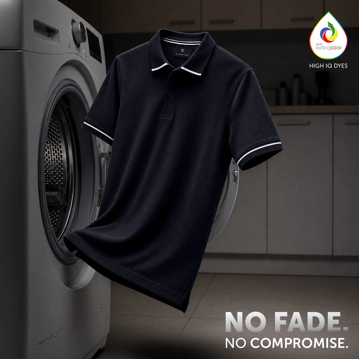 Pique Polo T-shirt - Pitch Black