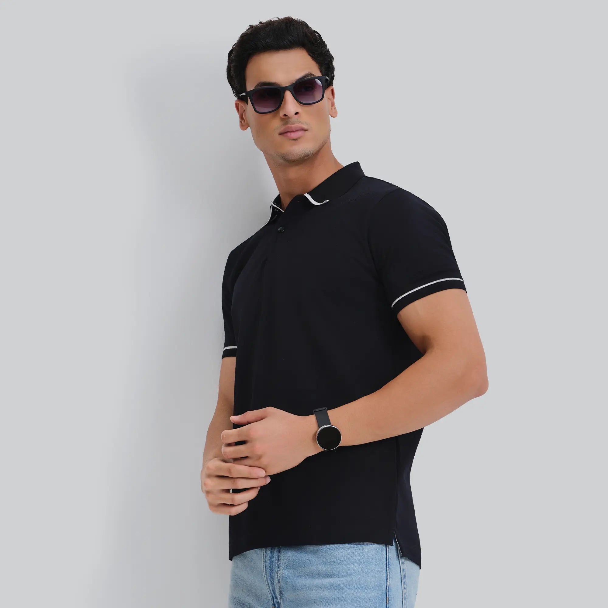 Pique Polo T-shirt - Pitch Black