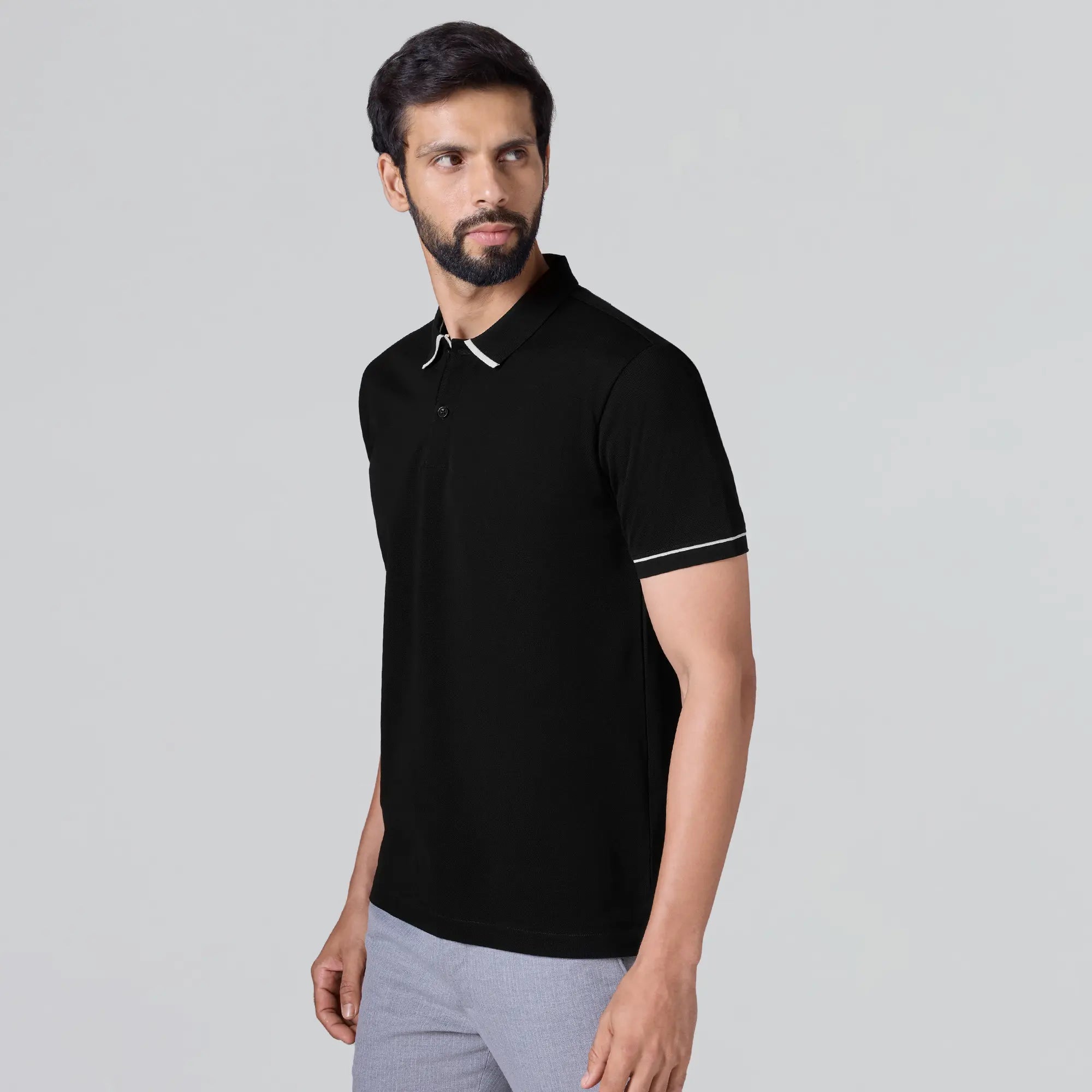 Pique Polo T-shirt - Pitch Black