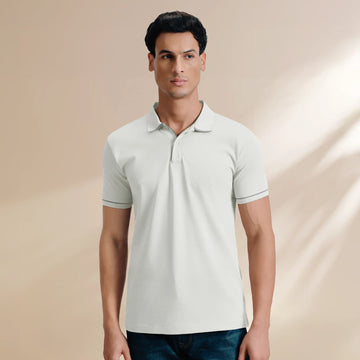 Pique Polo T-shirt - Almond White