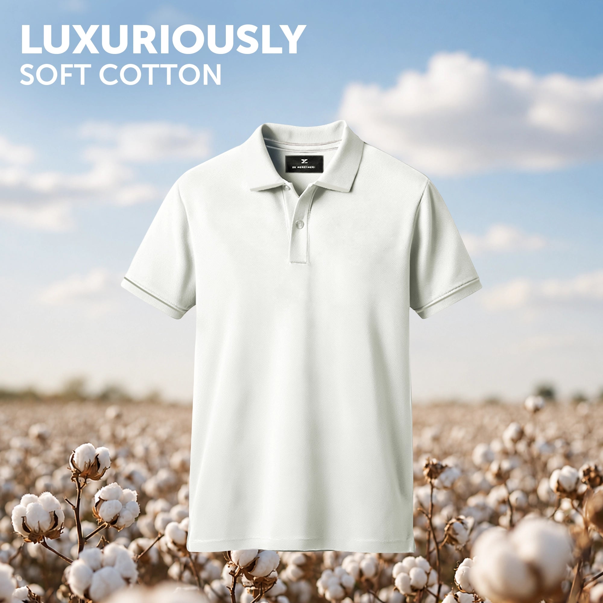 Pique Polo T-shirt - Almond White