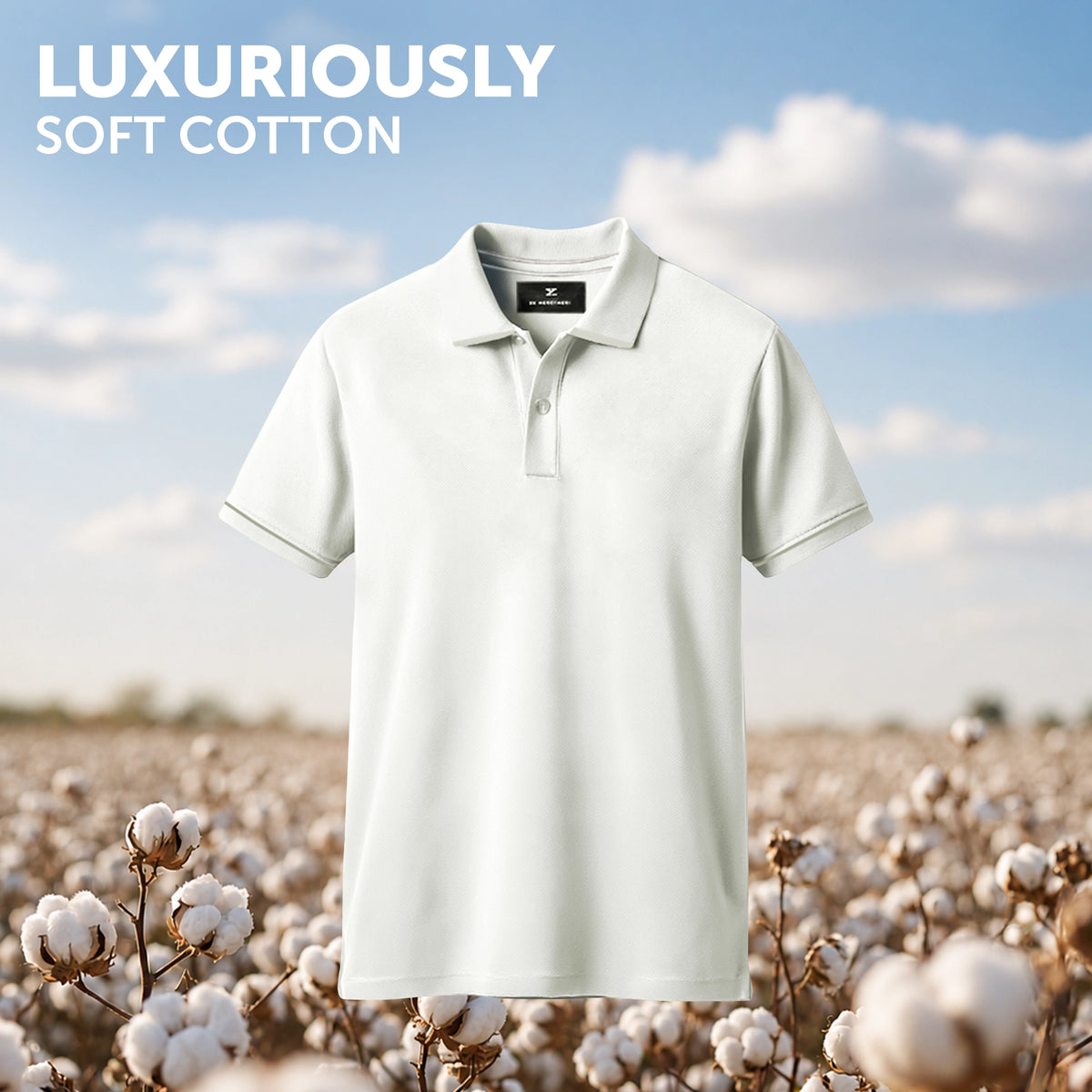 Pique Polo T-shirt - Almond White
