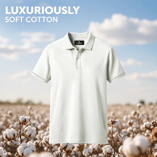 Pique Polo T-shirt - Almond White
