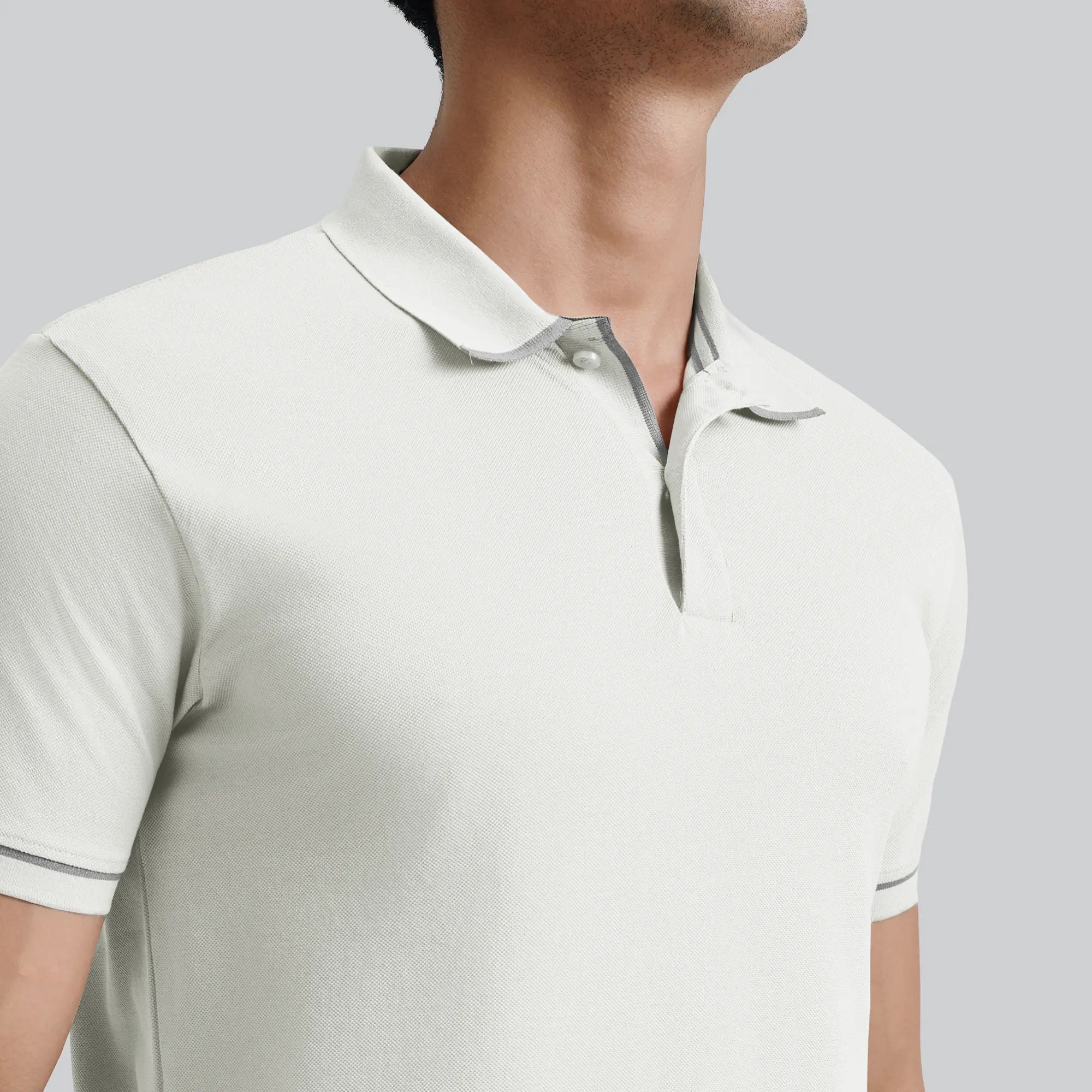 Pique Polo T-shirt - Almond White