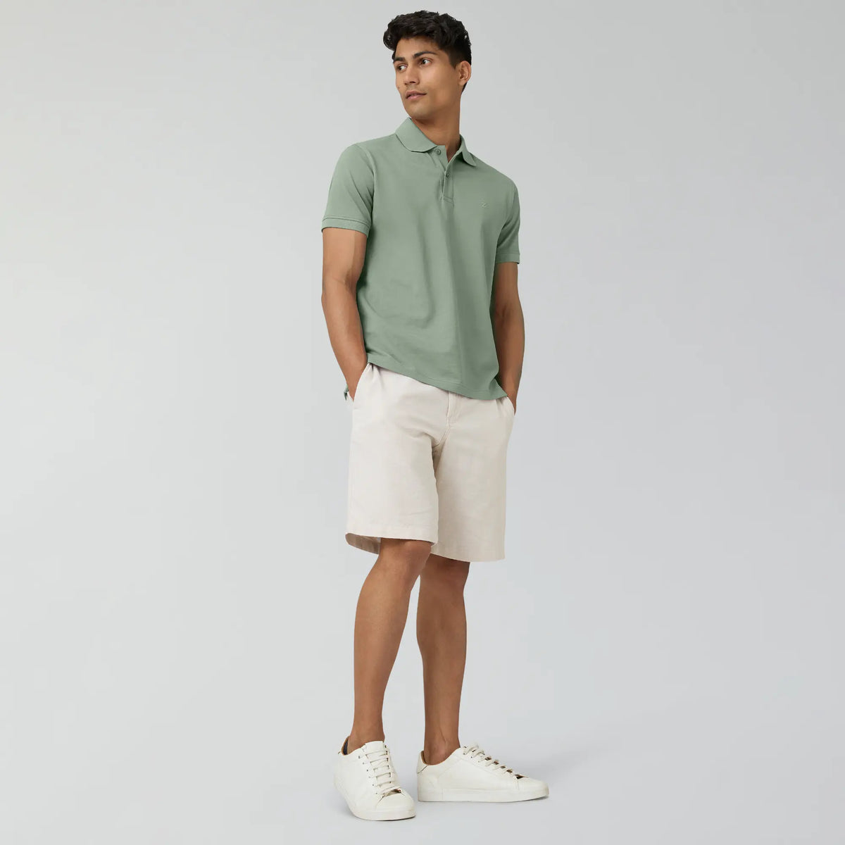 Combed Cotton Polo T-shirt - Sage Green