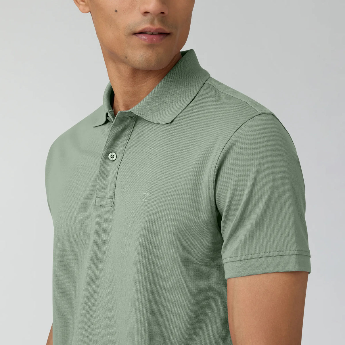 Combed Cotton Polo T-shirt - Sage Green