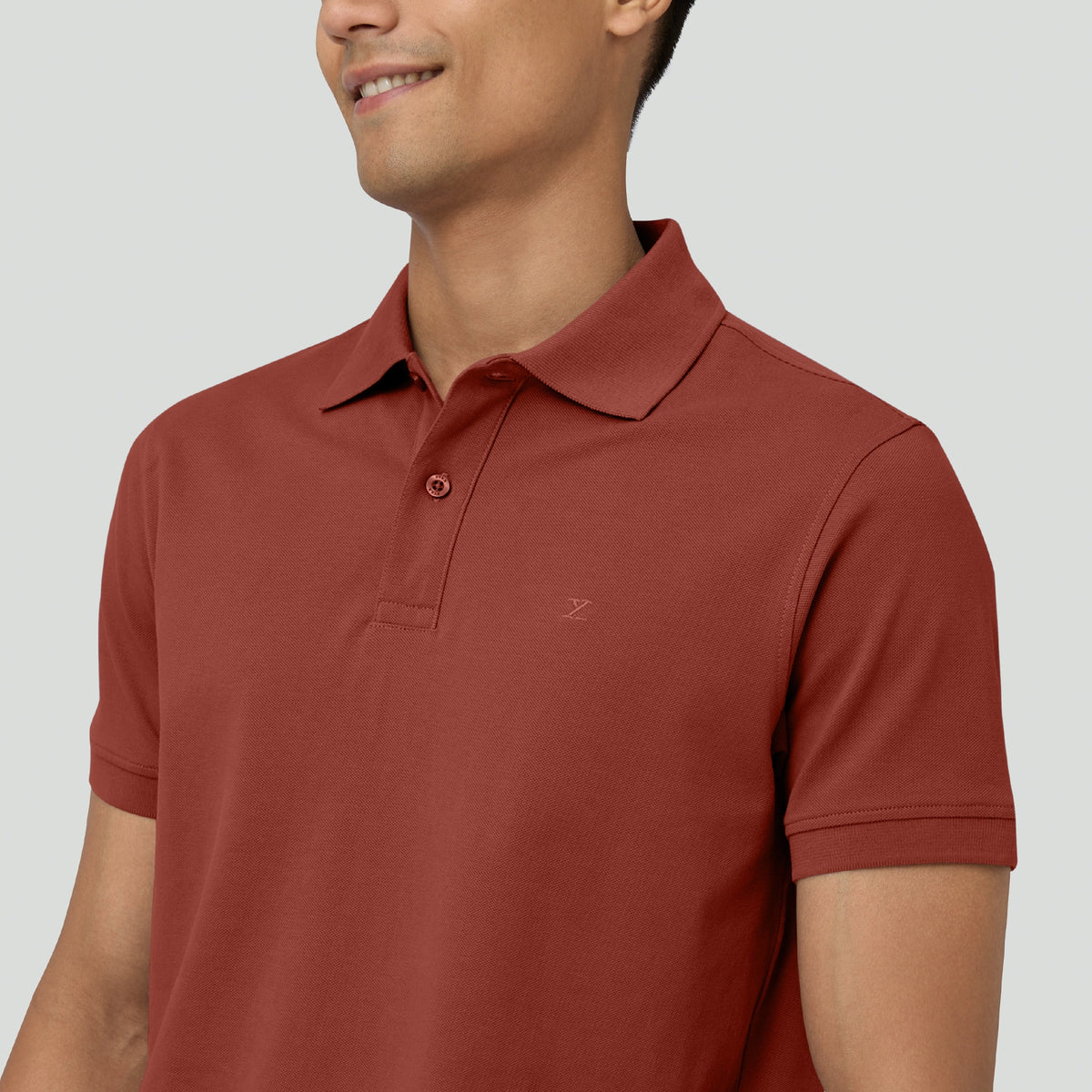 Combed Cotton Polo T-shirt - Brick Red