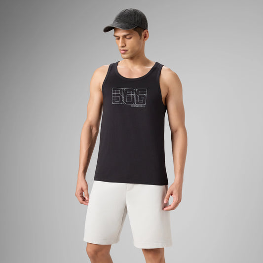 Cotton Lounge Vest - Pitch Black