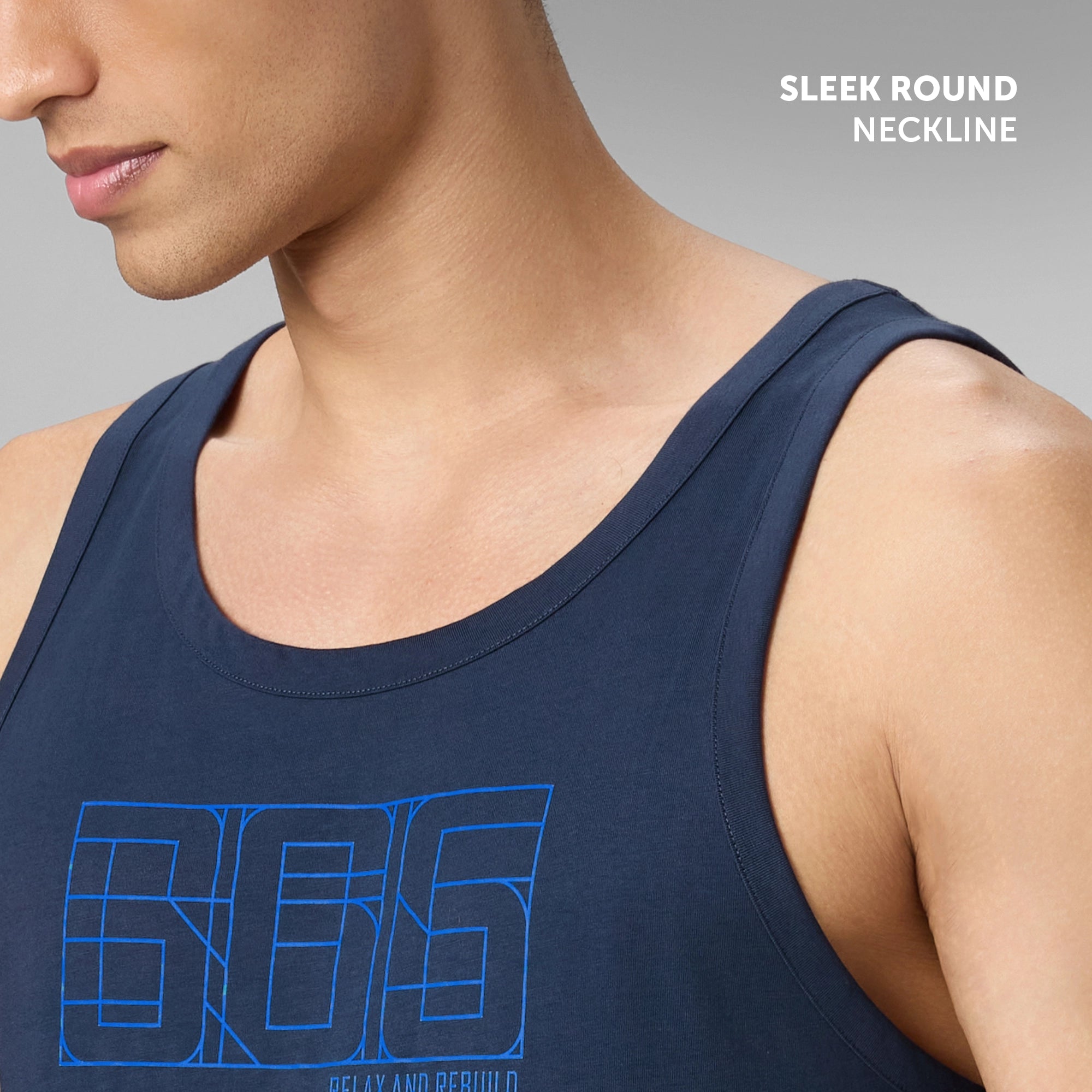 Cotton Lounge Vest - Midnight Blue