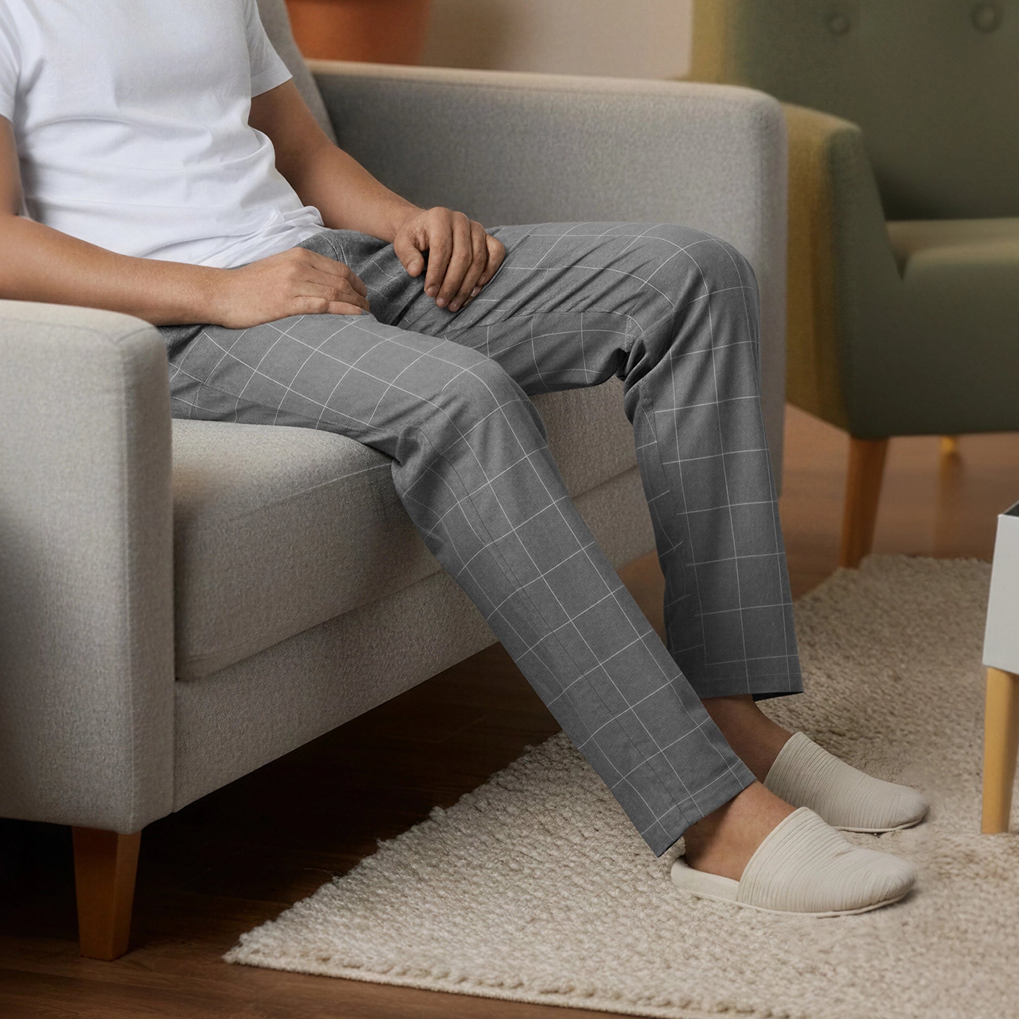 Checkmate Combed Cotton Pyjamas Steel Grey