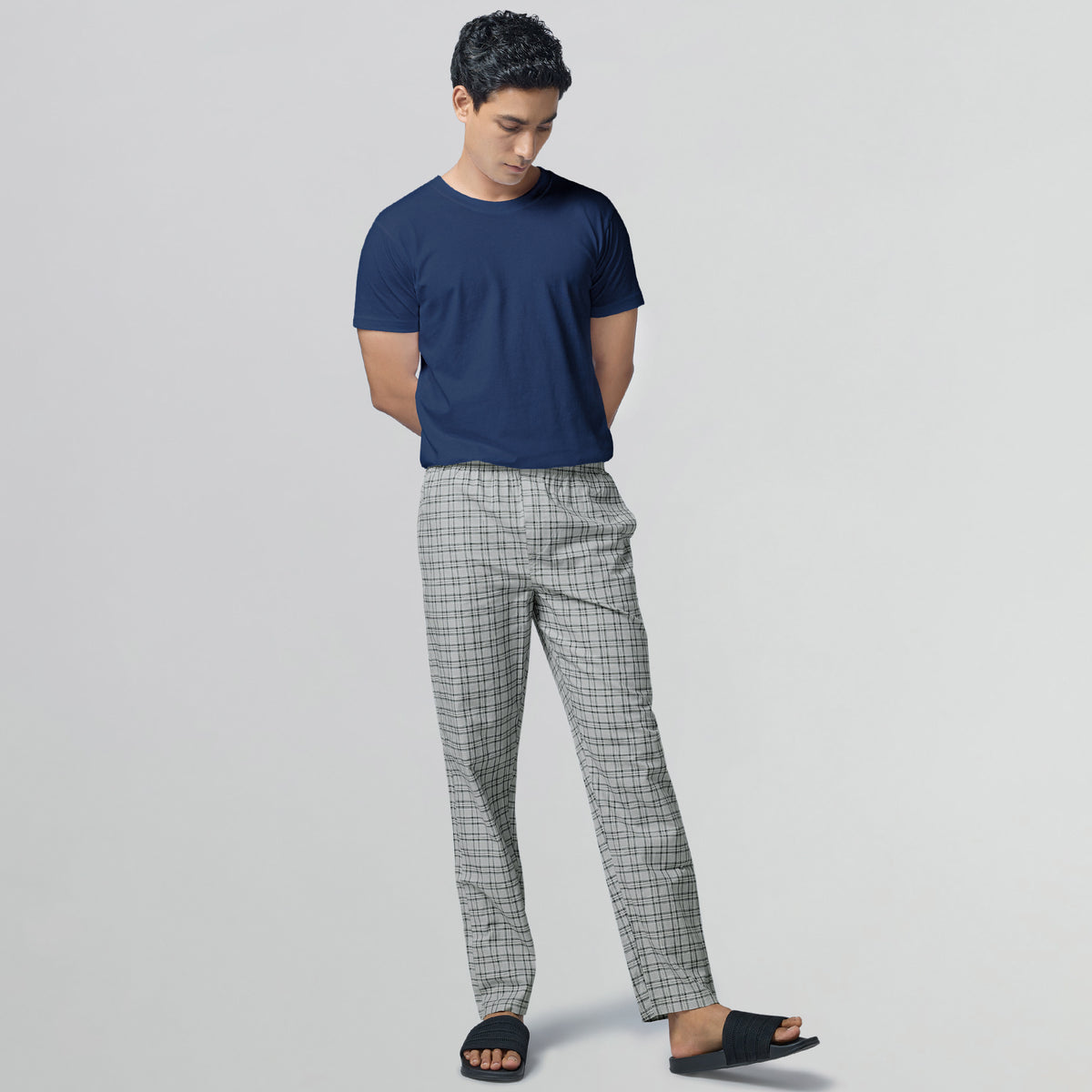 Checkmate Combed Cotton Pyjamas Frost Grey