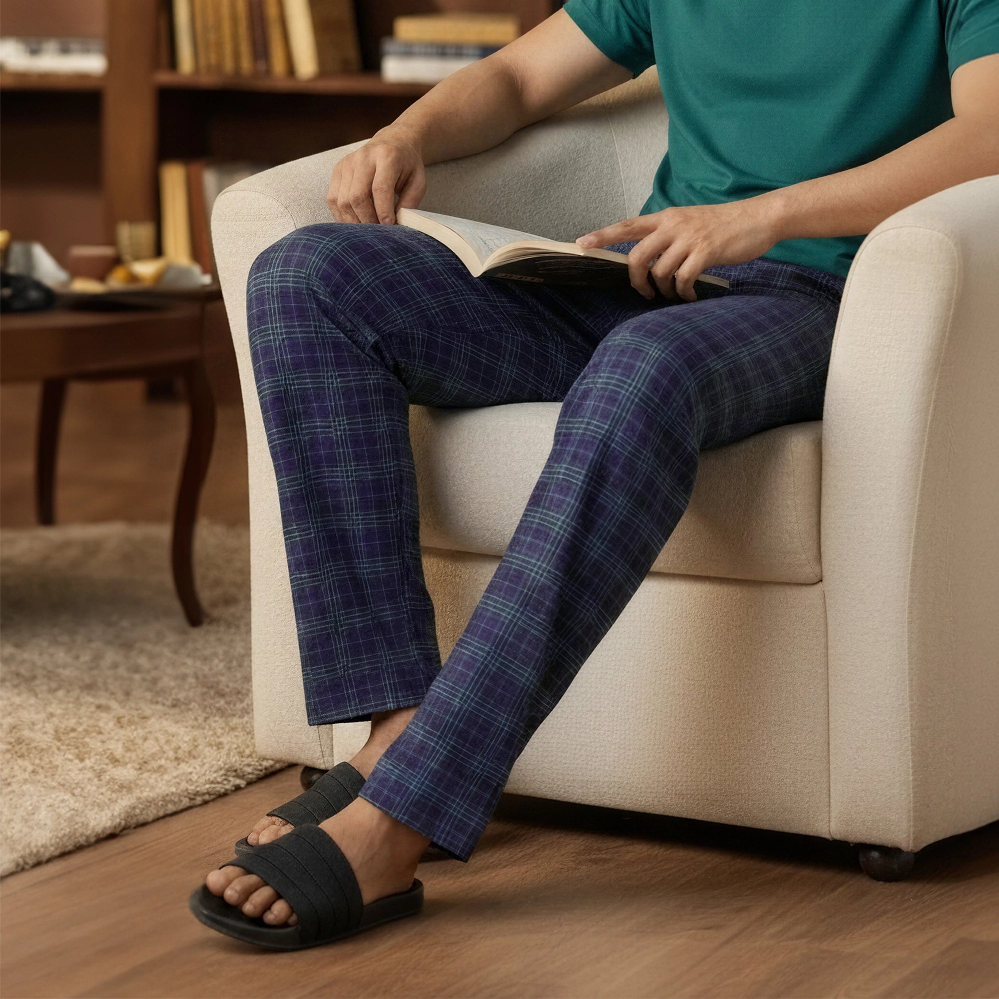 Checkmate Combed Cotton Pyjamas Storm Blue